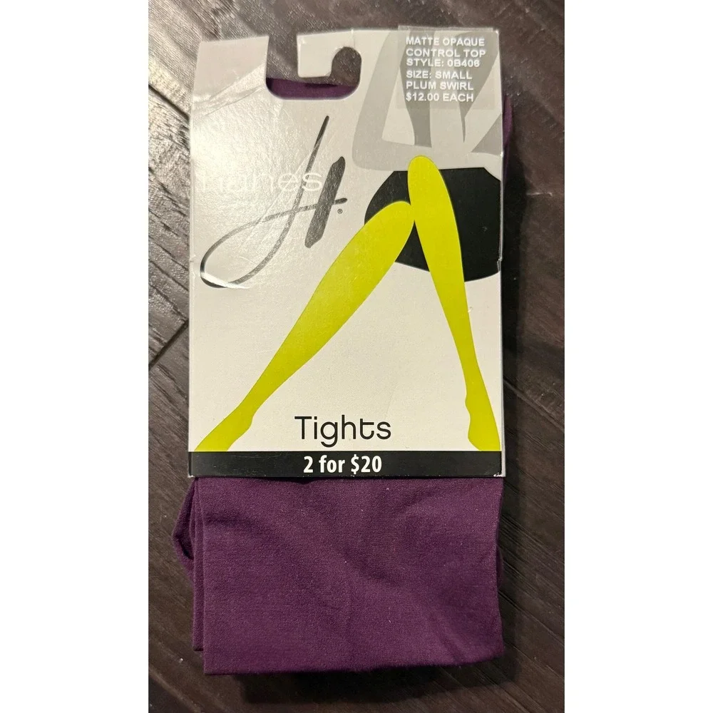 Hanes Womens Small Tights Plum Swirl Matte Opaque Control Top 0B406 NEW